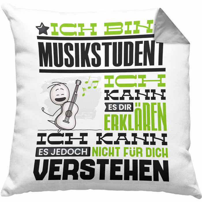 Musikstudent Geschenk Kissen mit Füllung 40x40 Geschenkidee für Musikstudent Geburtstag Lustig Ich Bin Musikstudent Ich Kann Es Dir Erklären Aber Nicht Für Dich Verstehen (Grau) Grau Trendation