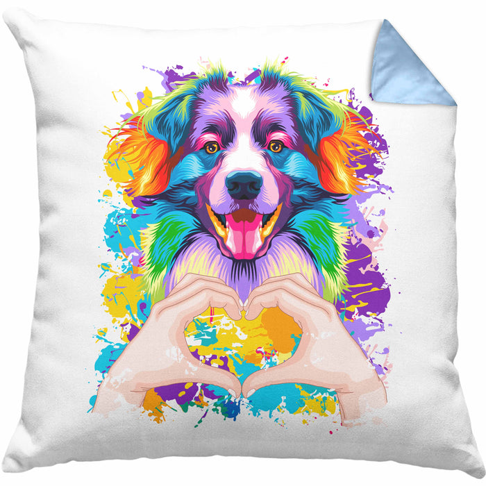 Border Collies Besitzer Farbe Love Kissen mit Füllung 40x40 Geschenk Lustiger Spruch Geschenkidee Border Collies Besitzerin (Grau) Blau Trendation