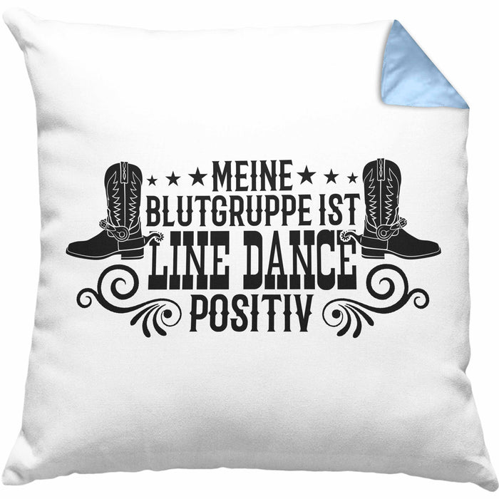 Kissen mit Füllung 40x40 Line Dance Motiv Geschenk für Line Dance Fans Tänzerin Geschenkidee Spruch (Grau) Blau Trendation