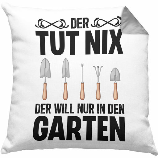 Der Tut Nix Gärtner Kissen mit Füllung 40x40 mit Spruch Garten Hobbygärtner Geschenk Lustig (Grau) Grau Trendation