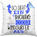 Windsurfer Kissen mit Füllung 40x40 Geschenk So Sieht Ein Richtig Cooler Windsurfer Aus Geschenkidee Spruch Lustig (Grau) Blau Trendation