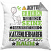 Katzenliebhaber Geschenk Kissen mit Füllung 40x40 Lustiger Spruch Erheben Sie Sich Der Katzenliebhaber Betritt den Raum (Grau) Grau Trendation