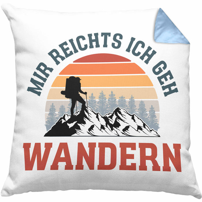 Mir Reichts Ich Geh Wandern Kissen mit Füllung 40x40 Geschenk Wander Kaffee Lustiger Spruch (Grau) Blau Trendation