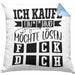 Ich Kaufe Ein I und Möchte Lösen Kissen mit Füllung 40x40 Geschenk Spruch Gag Joke Sarkasmus (Grau) Blau Trendation