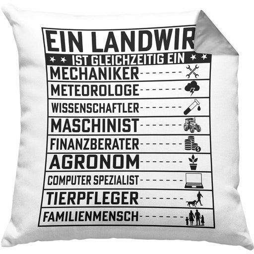 Landwirt Geschenk Kissen mit Füllung 40x40 Lustiger Spruch Geschenkidee Ein Landwirt Ist Gleichzeitig Ein (Grau) Grau Trendation