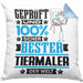 Tiermaler Geschenk Lustiger Spruch für Tiermaler Geschenkidee Bester Tiermaler Der WeltKissen mit Füllung 40x40 (Grau) Blau Trendation