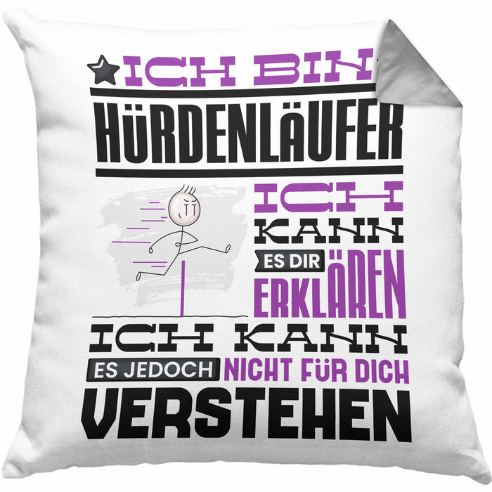 Hürdenläufer Geschenk Kaffee-Kissen mit Füllung 40x40 Geschenkidee für Hürdenläufer Ich Bin Hürdenläufer Ich Kann Es Dir Erklären Jedoch Nicht Für Dich Verstehen Spruch Lustig (Grau) Grau Trendation