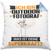 Outdoor-Fotograf Kissen mit Füllung 40x40 Geschenk für Outdoor-Fotograf Geburtstag Lustiger Spruch Was Ist Deine Superkraft (Grau) Blau Trendation