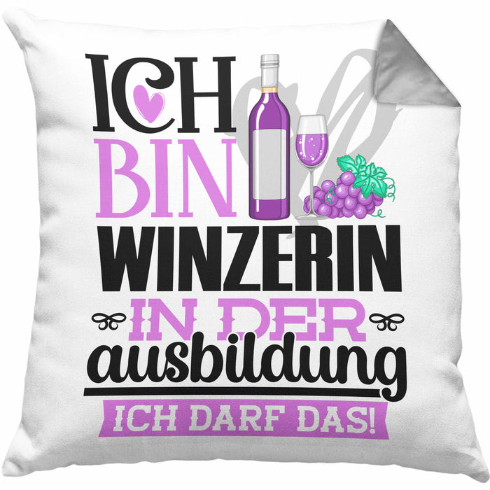 Winzerin Ausbildung Start Geschenk Kissen mit Füllung 40x40 Ich Bin Winzerin In Der Ausbildung Ich Darf Das Geschenkidee (Grau) Grau Trendation
