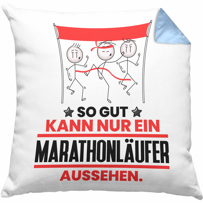 Marathonläufer Geschenk Kissen mit Füllung 40x40 So Gut Kann Nur Ein Marathonläufer Aussehen Geschenkidee (Grau) Blau Trendation