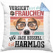 Jack Russell Besitzerin Frauchen Kissen mit Füllung 40x40 Geschenk Lustiger Spruch Geschenkidee Vorsicht Vor Dem Frauchen (Grau) Blau Trendation