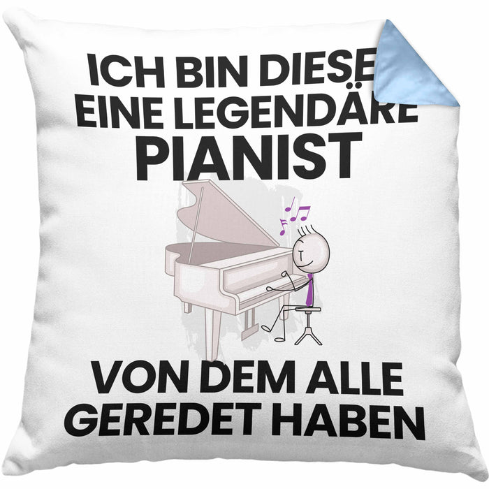 Pianist Geschenk Kissen mit Füllung 40x40 Lustige Geschenkidee Geburtstag für Pianist Ich Bin Dieser Legendäre Pianist Von Dem Alle Geredet Haben (Grau) Blau Trendation