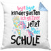 Bye Bye Kindergarten Einschulung Mädchen Geschenk Kissen mit Füllung 40x40 Schulstart 1. Schultag Schuleinführung Schulanfang Geschenkidee 2024 Schulkind Ich Glitzer Jetzt In Der Schule (Grau) Blau Trendation