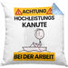 Kanute Kissen mit Füllung 40x40 Geschenk Lustiger Spruch Geschenkidee für Kanute Achtung Hochleistungs Kanute Bei Der Arbeit (Grau) Blau Trendation