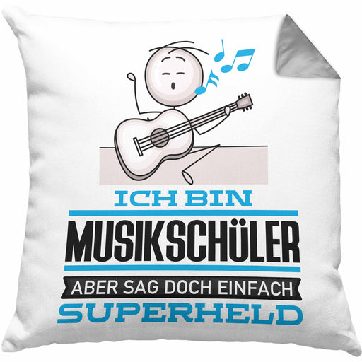 Musikschüler Geschenk Kissen mit Füllung 40x40 Ich Bin Musikschüler Aber Sag Doch Einfach Superheld Lustige Geschenkdiee für Musikschüler (Grau) Grau Trendation