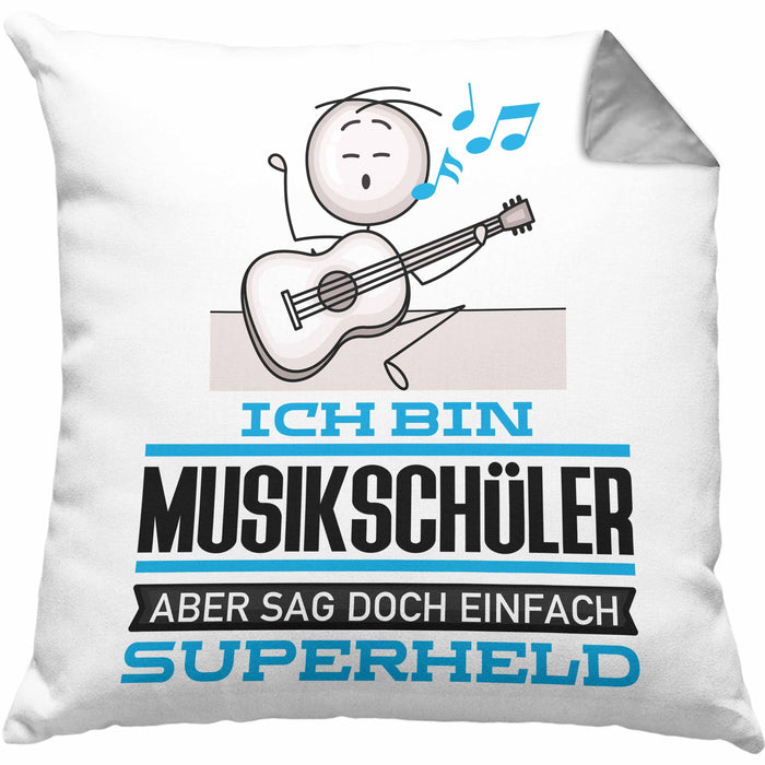 Musikschüler Geschenk Kissen mit Füllung 40x40 Ich Bin Musikschüler Aber Sag Doch Einfach Superheld Lustige Geschenkdiee für Musikschüler (Grau) Grau Trendation