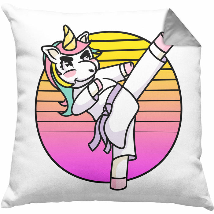 Karate-Kissen mit Füllung 40x40 Geschenk Kampfsport-Fans Jiu Jitsu Geschenkidee Einhorn Lustig Frauen (Grau) Grau Trendation