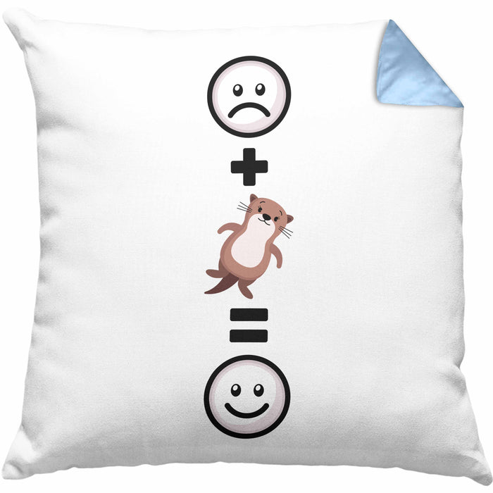 Otter Kissen mit Füllung 40x40 Geschenk für Otter-Liebhaber Fans Lustige Geschenkidee :( + Otter Tier = :) Geburtstag (Grau) Blau Trendation