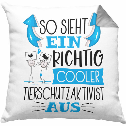 Tierschutzaktivist Kissen mit Füllung 40x40 So Sieht Ein Richtig Cooler Tierschutzaktivist Aus Geschenk Lustiger Spruch Geschenkidee (Grau) Grau Trendation