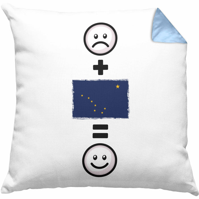 Alaska Kissen mit Füllung 40x40 Geschenk für Alaska-Liebhaber Urlaub Lustige Geschenkidee :( + Alaska Flagge = :) Geburtstag (Grau) Blau Trendation