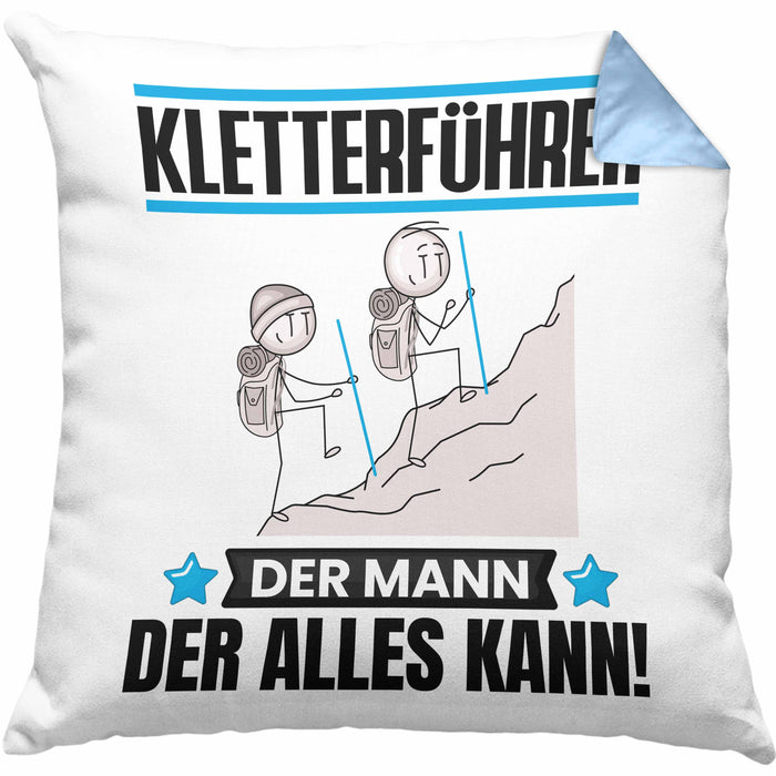 Kletterführer Kissen mit Füllung 40x40 Geschenk für Kletterführer Der Mann Der Alles Kann Geschenkidee zum Geburtstag (Grau) Blau Trendation