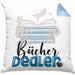 Bücher Dealer Kissen mit Füllung 40x40 Geschenk für Bücher-Verkäufer Bibliothek Geburtstag Spruch Geschenkidee Bester Bibliothek (Grau) Blau Trendation