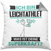 Leichtathlet Kissen mit Füllung 40x40 Geschenk für Leichtathlet Geburtstag Lustiger Spruch Was Ist Deine Superkraft (Grau) Grau Trendation