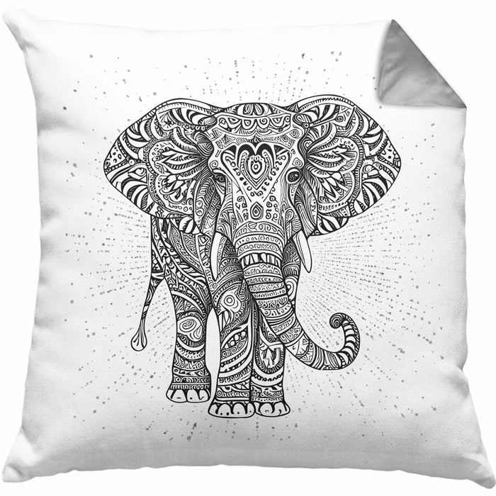 Elefant Kissen mit Füllung 40x40 Geschenk Für Elefanten-Liebhaber Geschenkidee Grafik Mandala (Grau) Grau Trendation