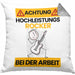 Rocker Kissen mit Füllung 40x40 Geschenk Lustiger Spruch Geschenkidee für Rocker Achtung Hochleistungs Rocker Bei Der Arbeit (Grau) Grau Trendation