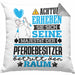 Pferdebesitzer Geschenk Kissen mit Füllung 40x40 Lustiger Spruch Erheben Sie Sich Der Pferdebesitzer Betritt den Raum (Grau) Grau Trendation