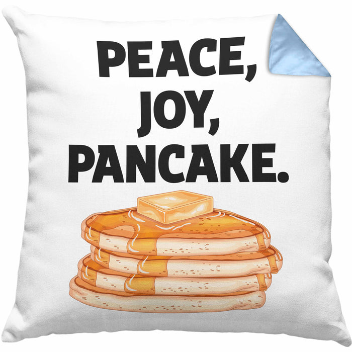 Peace Joy Pancake Kissen mit Füllung 40x40 Geschenk Pfannkuchen Eierkuchen Liebhaber (Grau) Blau Trendation