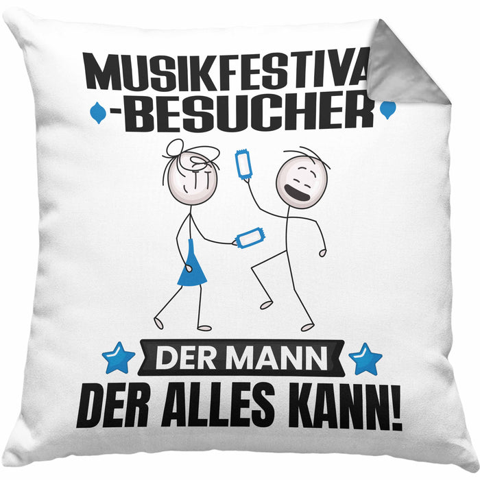 Musikfestival-Besucher Kissen mit Füllung 40x40 Geschenk für Musikfestival-Besucher Der Mann Der Alles Kann Geschenkidee zum Geburtstag (Grau) Grau Trendation
