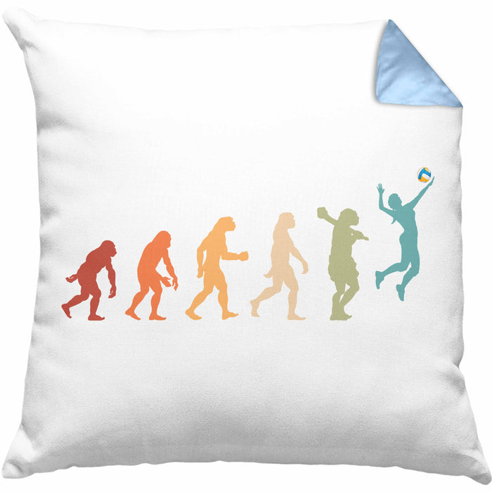 Volleyball Geschenk Kissen mit Füllung 40x40 Evolution Coach Herren Mädchen Kaffee Zubehör Volleyball-Spieler Spielerin (Grau) Blau Trendation
