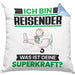 Reisender Kissen mit Füllung 40x40 Geschenk für Reisender Geburtstag Lustiger Spruch Was Ist Deine Superkraft (Grau) Blau Trendation
