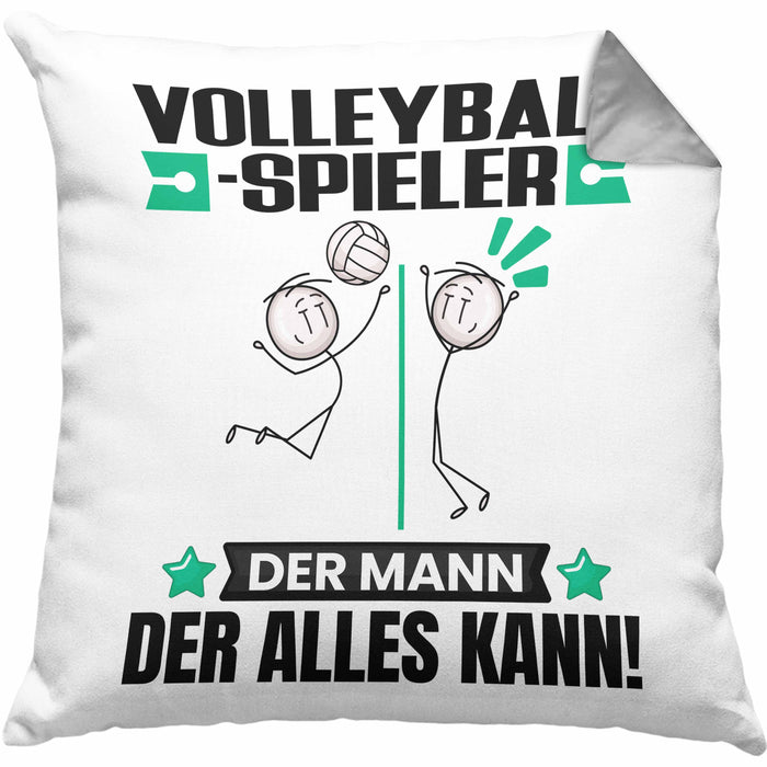 Volleyballspieler Kissen mit Füllung 40x40 Geschenk für Volleyballspieler Der Mann Der Alles Kann Geschenkidee zum Geburtstag (Grau) Grau Trendation