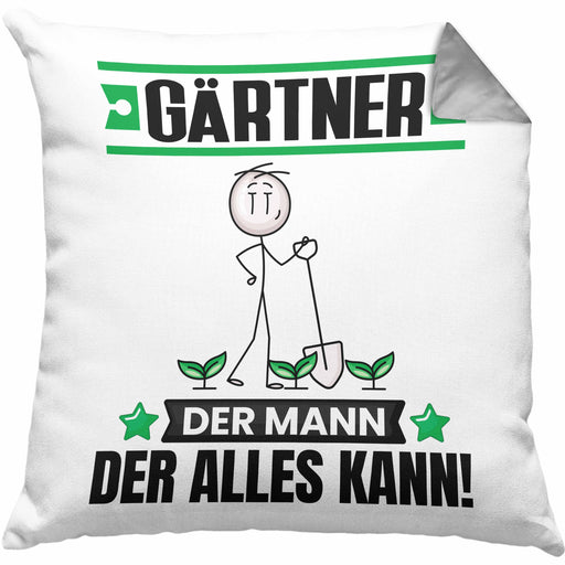 Gärtner Kissen mit Füllung 40x40 Geschenk für Gärtner Der Mann Der Alles Kann Geschenkidee zum Geburtstag (Grau) Grau Trendation