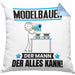 Modelbauer Kissen mit Füllung 40x40 Geschenk für Modelbauer Der Mann Der Alles Kann Geschenkidee zum Geburtstag (Grau) Blau Trendation