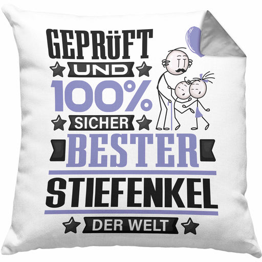Stiefenkel Geschenk Lustiger Spruch für Stiefenkel Geschenkidee Bester Stiefenkel Der WeltKissen mit Füllung 40x40 (Grau) Grau Trendation