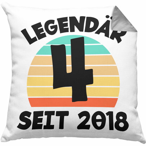 4. Geburtstag Kissen mit Füllung 40x40 Geschenk Lustiger Spruch 4er Bday Seit 2018 Geschenkidee Geburtstag (Grau) Grau Trendation