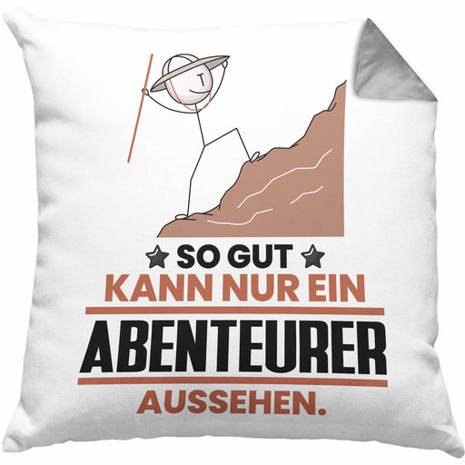 Abenteurer Geschenk Kissen mit Füllung 40x40 So Gut Kann Nur Ein Abenteurer Aussehen Geschenkidee (Grau) Grau Trendation