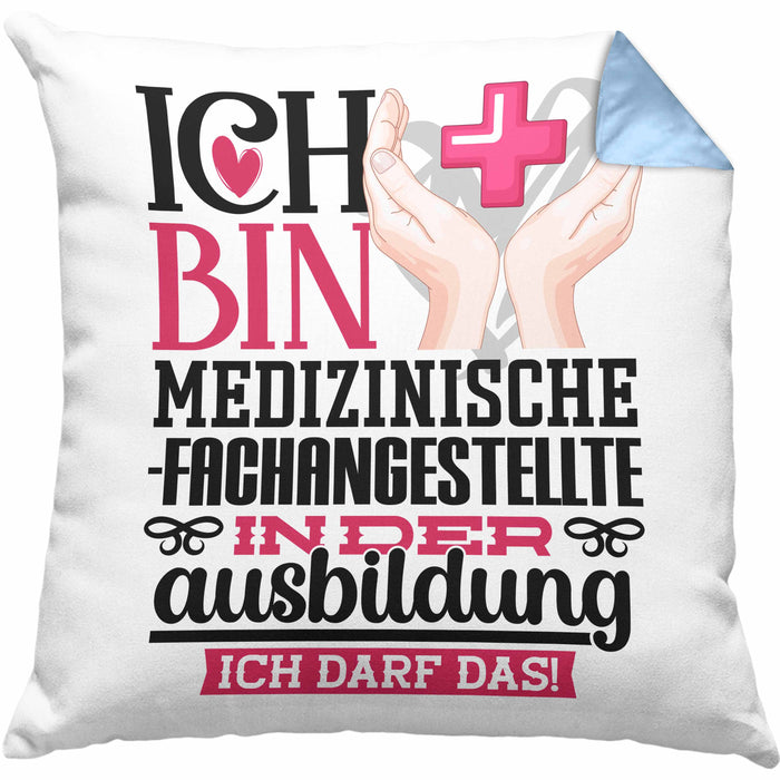Medizinische Fachangestellte Ausbildung Start Geschenk Kissen mit Füllung 40x40 Ich Bin Medizinische Fachangestellte In Der Ausbildung Ich Darf Das Geschenkidee (Grau) Blau Trendation