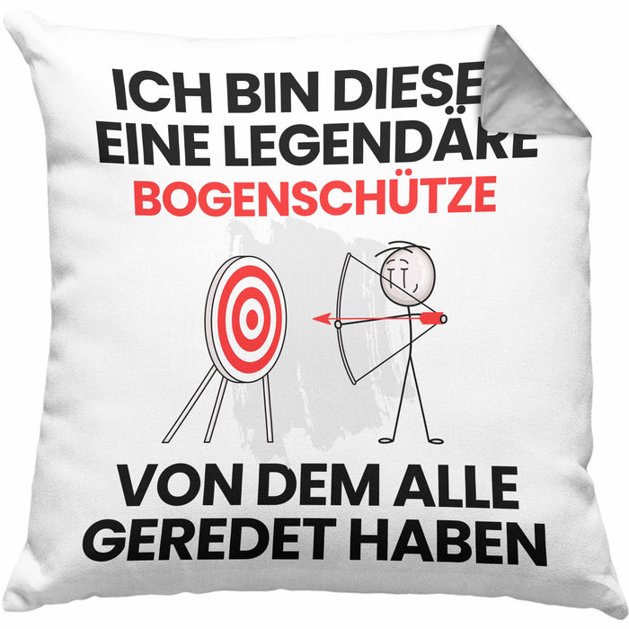 Bogenschütze Geschenk Kissen mit Füllung 40x40 Lustige Geschenkidee Geburtstag für Bogenschütze Ich Bin Dieser Legendäre Bogenschütze Von Dem Alle Geredet Haben (Grau) Grau Trendation