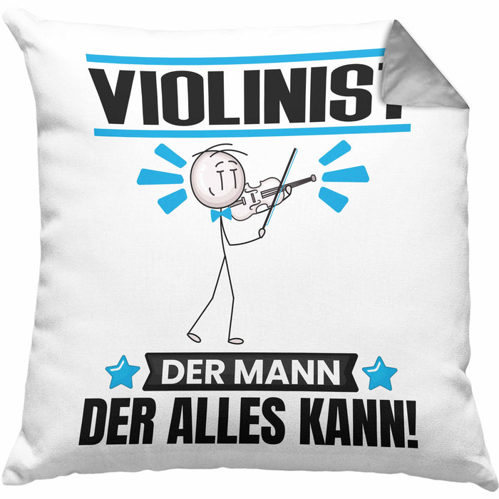 Violinist Kissen mit Füllung 40x40 Geschenk für Violinist Der Mann Der Alles Kann Geschenkidee zum Geburtstag (Grau) Grau Trendation
