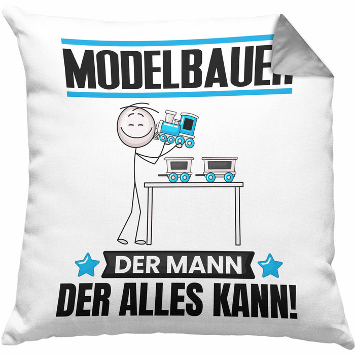 Modelbauer Kissen mit Füllung 40x40 Geschenk für Modelbauer Der Mann Der Alles Kann Geschenkidee zum Geburtstag (Grau) Grau Trendation