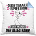 Softballspielerin Kissen mit Füllung 40x40 Geschenk für Softballspielerin Der Mann Der Alles Kann Geschenkidee zum Geburtstag (Grau) Blau Trendation