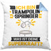 Trampolinspringer Kissen mit Füllung 40x40 Geschenk für Trampolinspringer Geburtstag Lustiger Spruch Was Ist Deine Superkraft (Grau) Blau Trendation