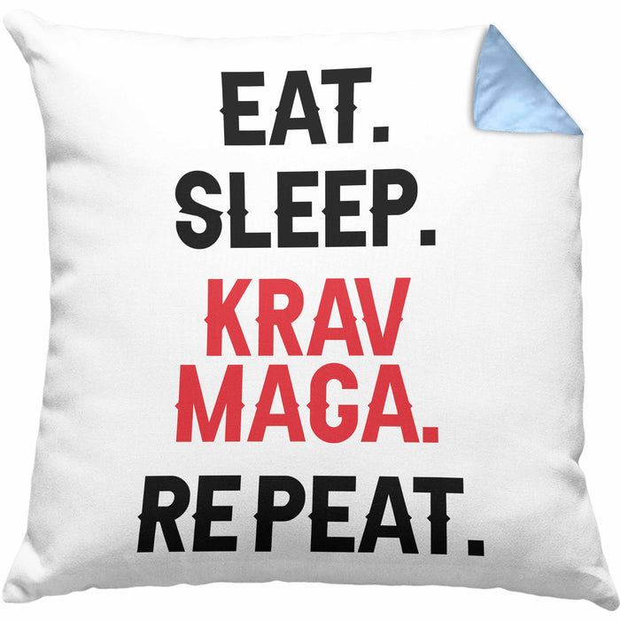 Krav Maga Kissen mit Füllung 40x40 Geschenk Kampfsportler Geschenkidee Selbstverteidigung (Grau) Blau Trendation