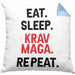 Krav Maga Kissen mit Füllung 40x40 Geschenk Kampfsportler Geschenkidee Selbstverteidigung (Grau) Blau Trendation