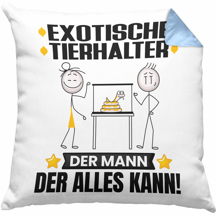 ExotischeTierhalter Kissen mit Füllung 40x40 Geschenk für ExotischeTierhalter Der Mann Der Alles Kann Geschenkidee zum Geburtstag (Grau) Blau Trendation