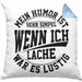 Lustige Kissen mit Füllung 40x40 mit Spruch Mein Humor Ist Simpel Wenn Ich Lache War Es Lustig Geschenk Arbeits-Kollege Geschenkidee Gag Joke (Grau) Blau Trendation